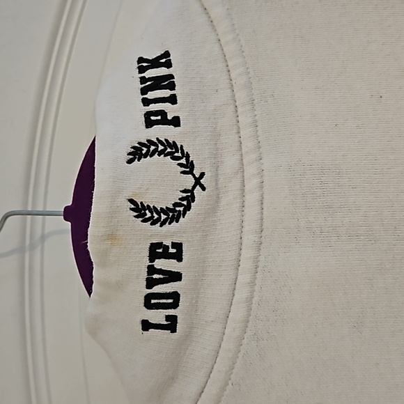 Victoria's Secret PINK Womens M Pullover Sweatshirt Kangaroo Pocket Off White - Picture 3 of 6